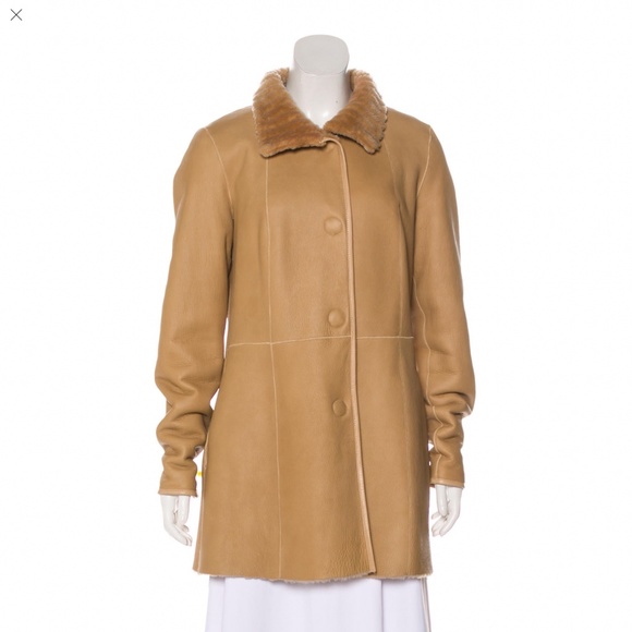Escada leather tan coat